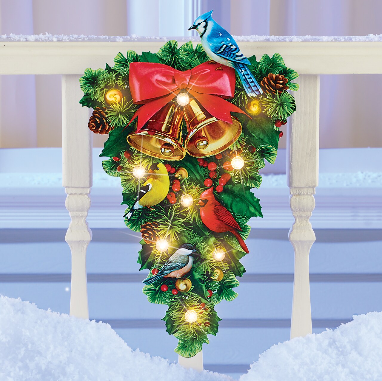 Collections Etc Solar Powered Holiday Fence and Wall Swag Decoration